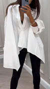 Women Lapel Irregular Casual Shirt