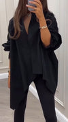 Women Lapel Irregular Casual Shirt
