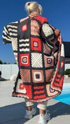 Womens Knitted Printed Casual Cardigan