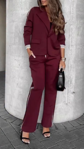 Women Lapel Vertical Style Commuter Set