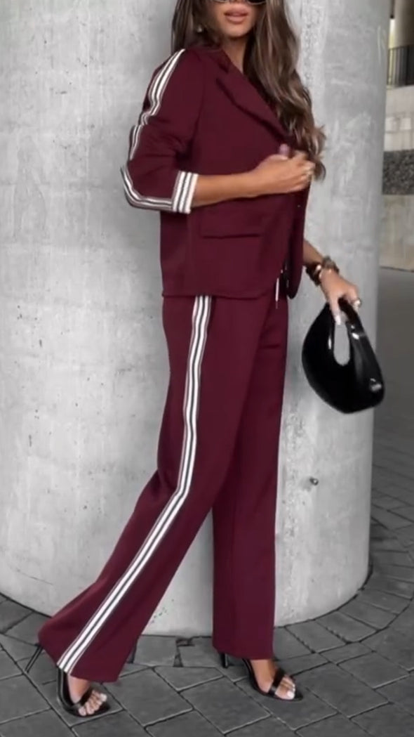 Women Lapel Vertical Style Commuter Set