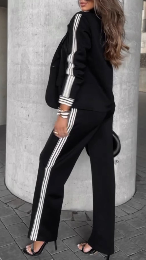 Women Lapel Vertical Style Commuter Set