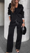 Women Lapel Vertical Style Commuter Set
