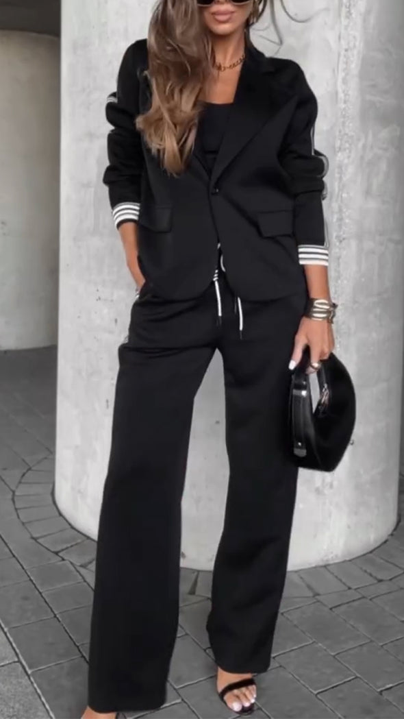 Women Lapel Vertical Style Commuter Set