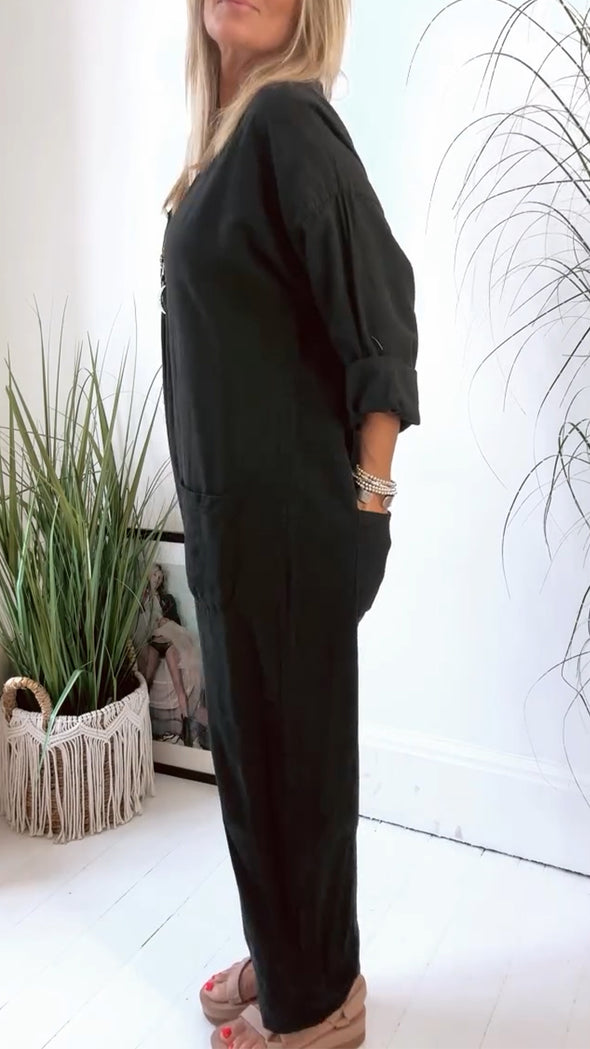 Women V-neck Breasted Casual Jumpsuits
