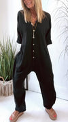 Women V-neck Breasted Casual Jumpsuits
