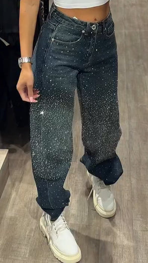 Womens Ironing Diamond Wash Water Casual Jeans