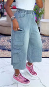Ladies Wash Water Splicing Pocket Casual Jeans