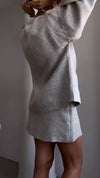 Women V-neck Top + Skirt Casual Set