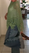 Womens Round Neck Hollow Tassel Casual Hooded Hood