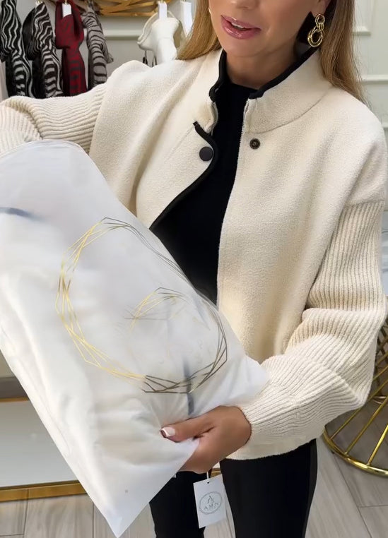 Womens Round Neck Spliced knitted Casual Jacket