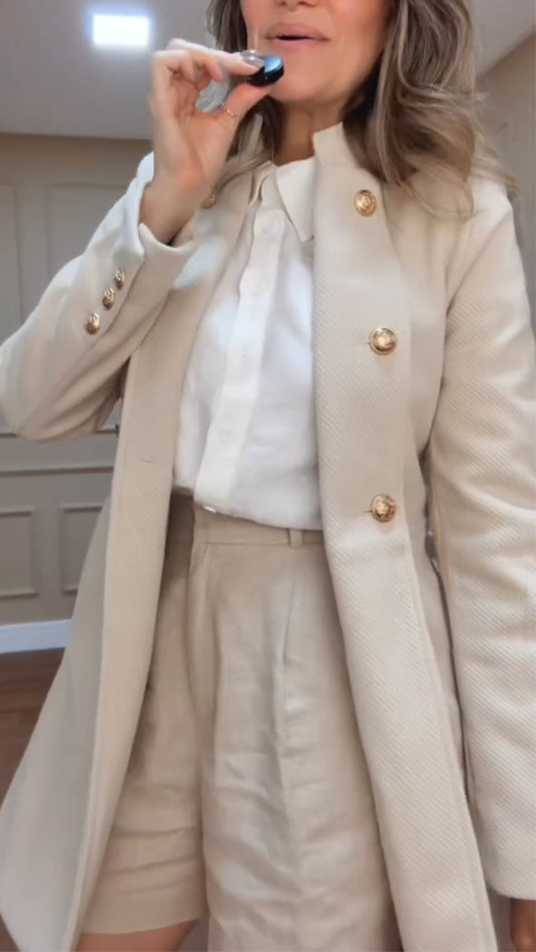 Women Lapel Double-breasted Temperament Casual Coat