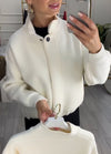Womens Round Neck Spliced knitted Casual Jacket