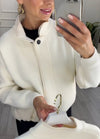 Womens Round Neck Spliced knitted Casual Jacket