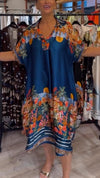 Womens Lapel Printed Loose Casual Body Dress