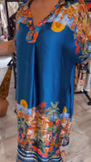 Womens Lapel Printed Loose Casual Body Dress