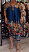 Womens Lapel Printed Loose Casual Body Dress