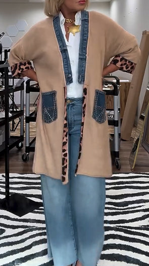 Women Spliced printed Casual Coat