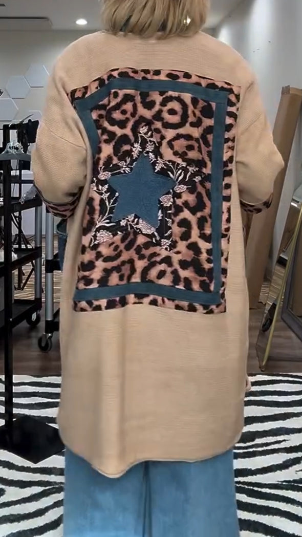 Women Spliced printed Casual Coat
