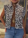 Women Lapel Print Casual Vest Top