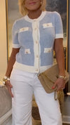 Women Round Neck Breasted Casual Knit Top