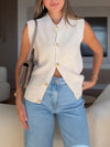 Women Round Neck Breasted Knitted Casual Top