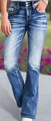 Women Wash Pocket Printed Casual Jeans
