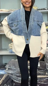 Women Denim Splicing Casual Jacket