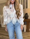 Women Printed Hollow Casual Top