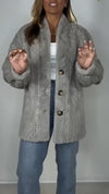 Womens Round Neck Plush Casual Coat
