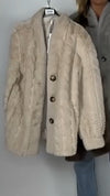 Womens Round Neck Plush Casual Coat