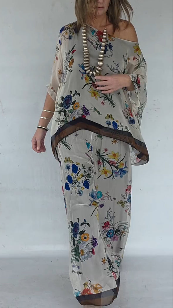 Womens Round Neck Printed Loose Casual Suit