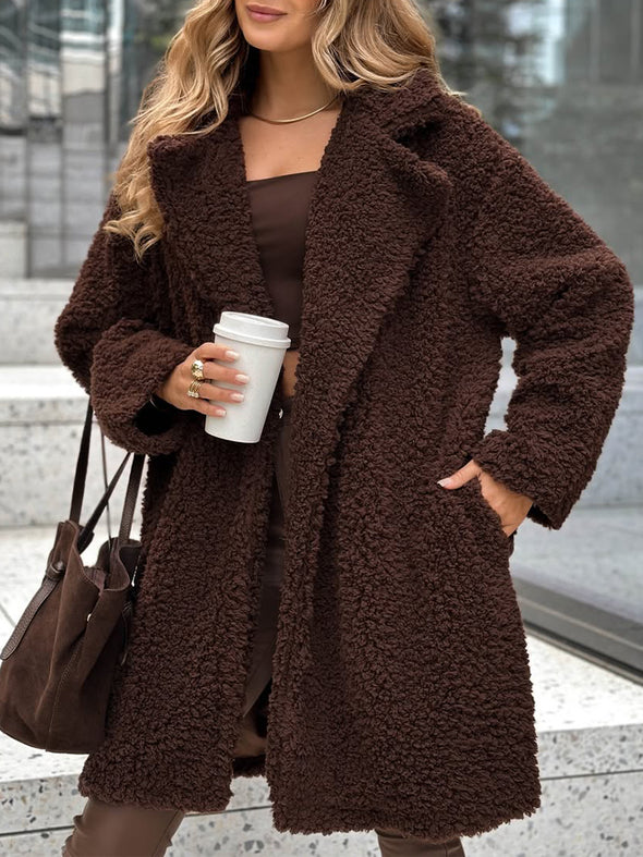Womens Lapel Plush Casual Windbreaker