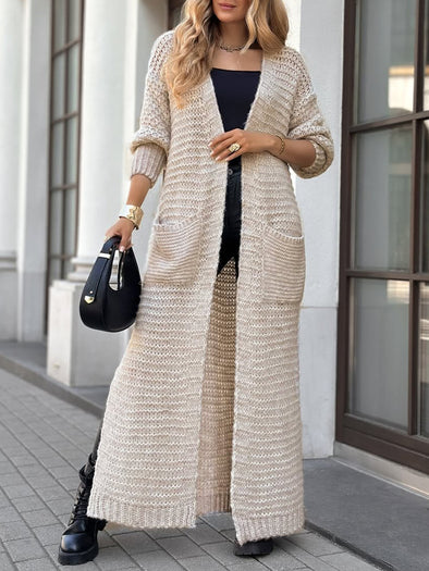 Womens Knitted Solid Color Casual Cardigan