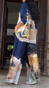 Women Lapel Print Loose Casual Suit