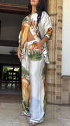 Women Lapel Print Loose Casual Suit