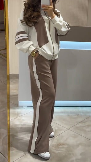 Womens Zipper Jacket + Pants Casual Set