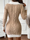 Womens Doll Collar Color Plug Knitted Short Dress