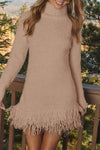 Women Turtleneck Tassel Knitted Sweater Dress