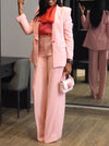 Elegant Shawl Collar Blazer & Wide Leg Pants Set