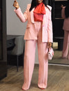 Elegant Shawl Collar Blazer & Wide Leg Pants Set