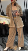 Women Lapel Solid Color Temperament Commuter Set