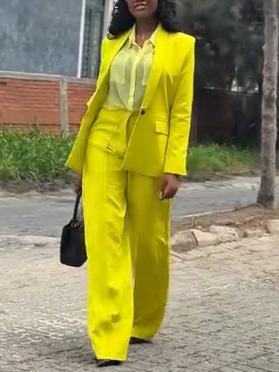 Elegant Shawl Collar Blazer & Tailored Pants Set