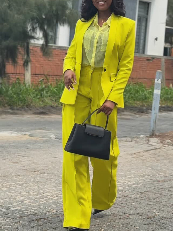 Elegant Shawl Collar Blazer & Tailored Pants Set