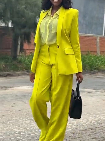 Elegant Shawl Collar Blazer & Tailored Pants Set