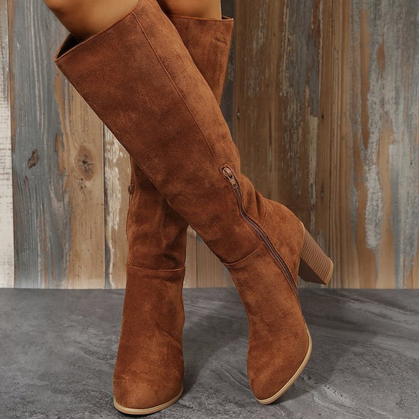 Womens High-tube Suede Fashion Boots Denim Style Boots