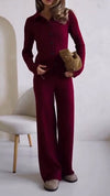 Women Lapel Breasted Top + Pants Casual Suit