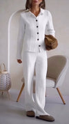 Women Lapel Breasted Top + Pants Casual Suit