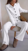 Women Lapel Breasted Top + Pants Casual Suit