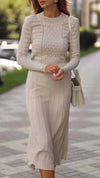 Womens Round Neck Printed Top + Skirt Elegant Casual Suit